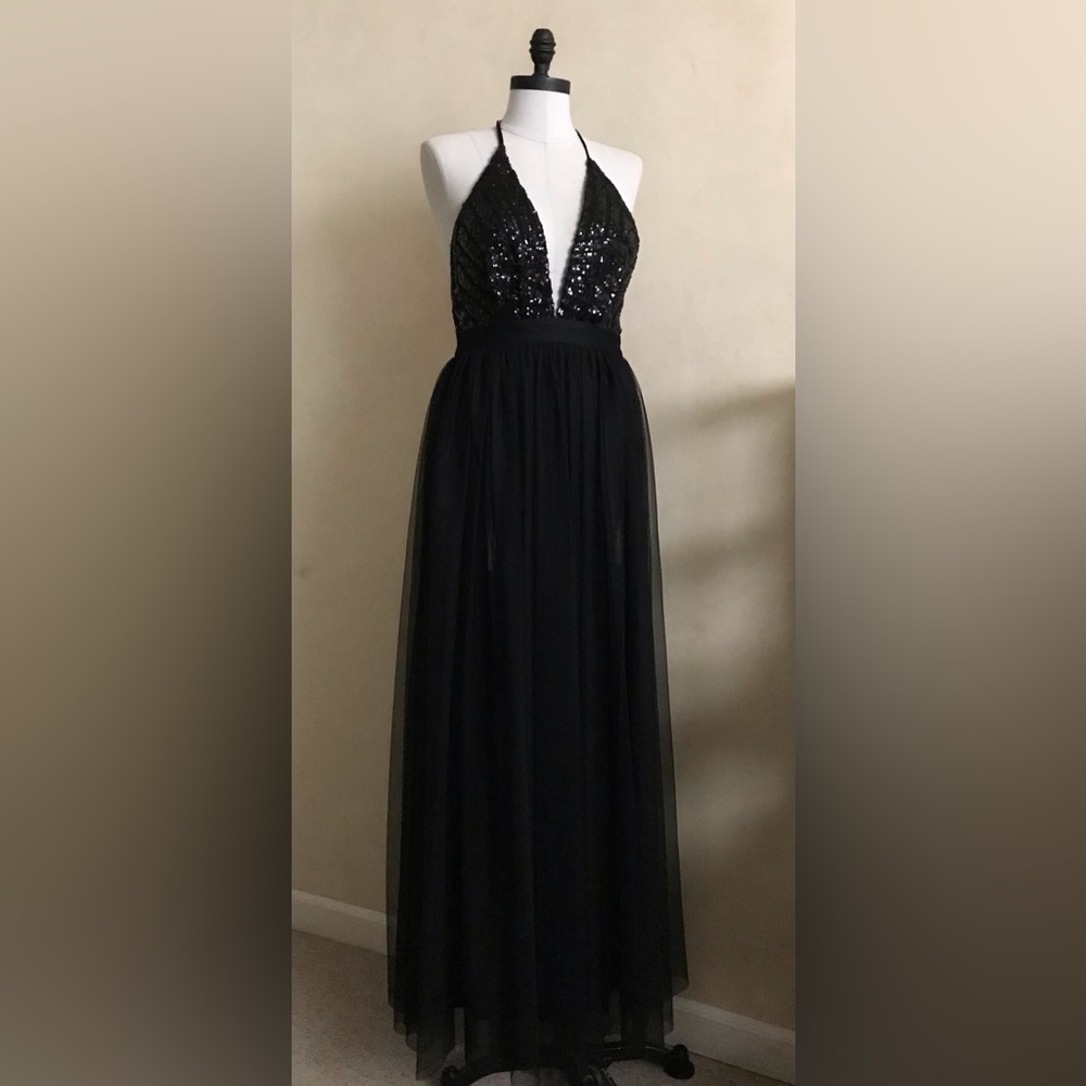 Rubber Ducky Productions Black Backless Evening Dress